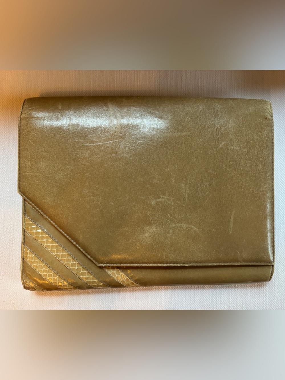 Vintage Bruno Magli Lambskin Beige Clutch